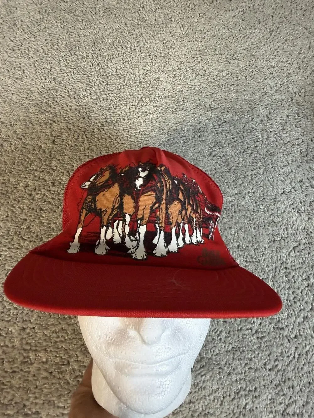 Vintage 80s Budweiser Clydesdale Hat Mens One Size Trucker Snap Busch Gardens